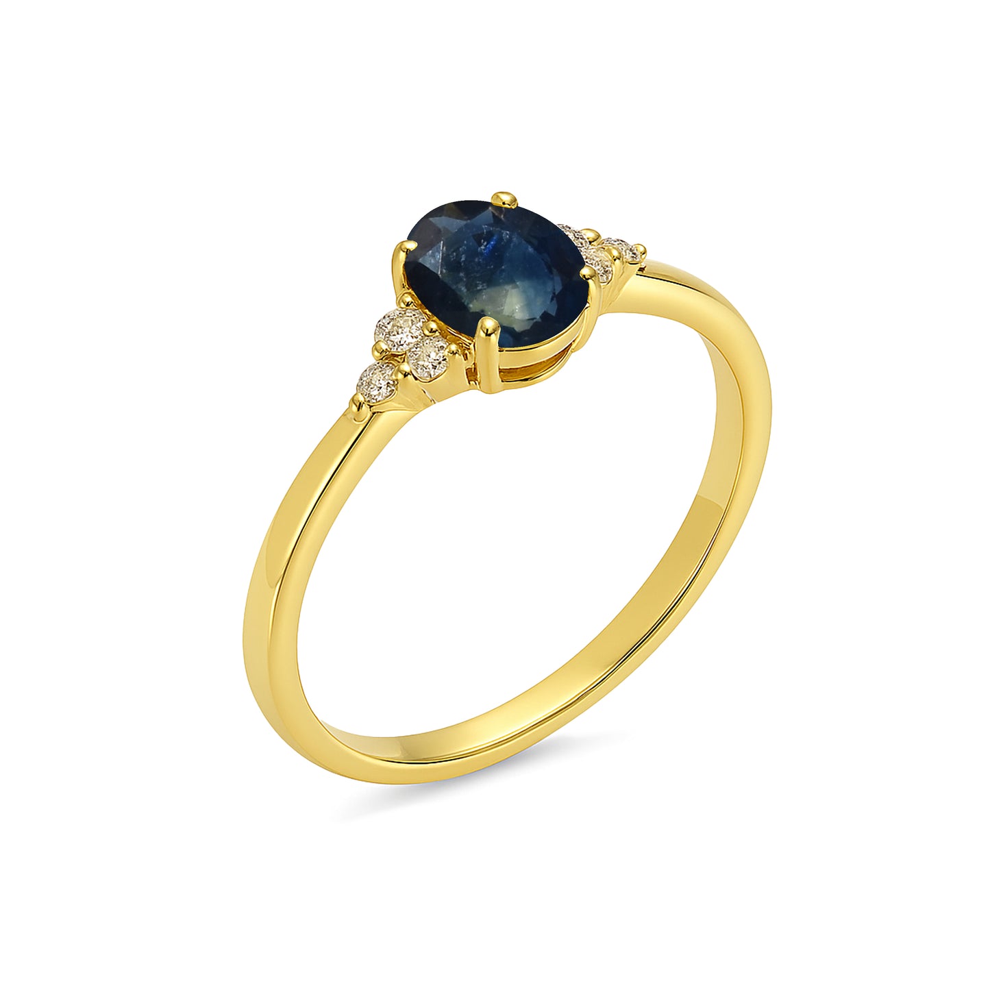 14k Sapphire Diamond Oval Ring