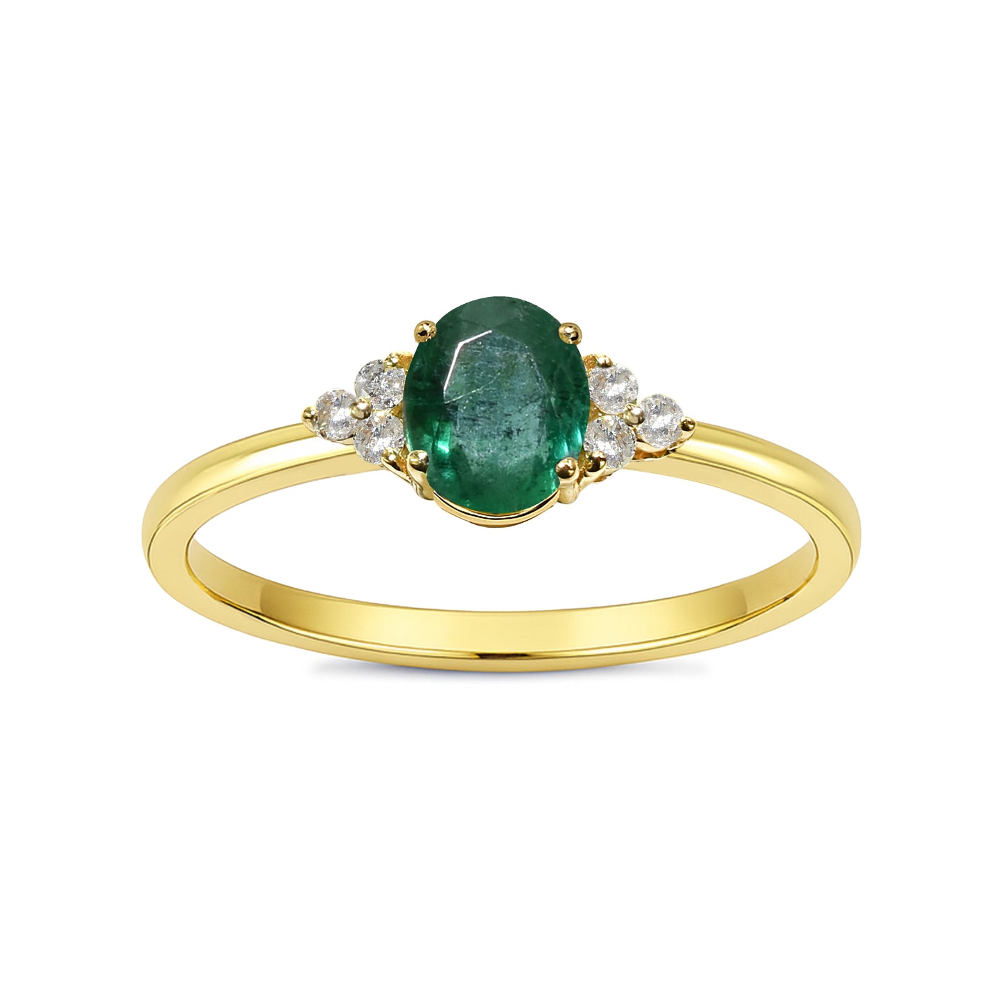 14k Emerald Diamond Oval Ring