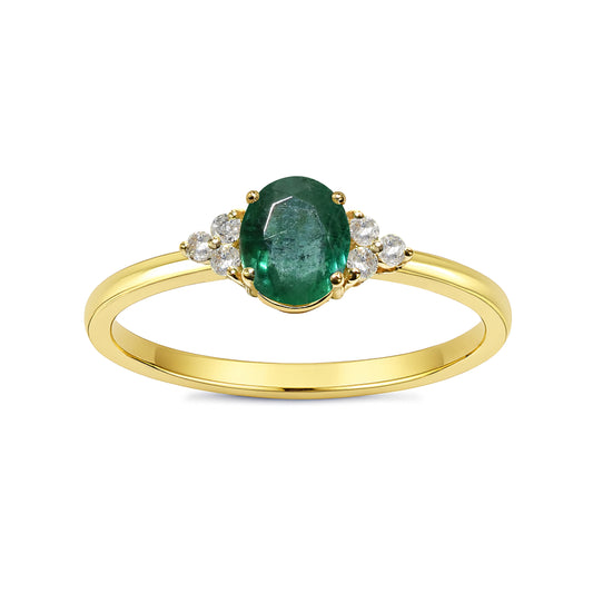 14k Emerald Diamond Oval Ring