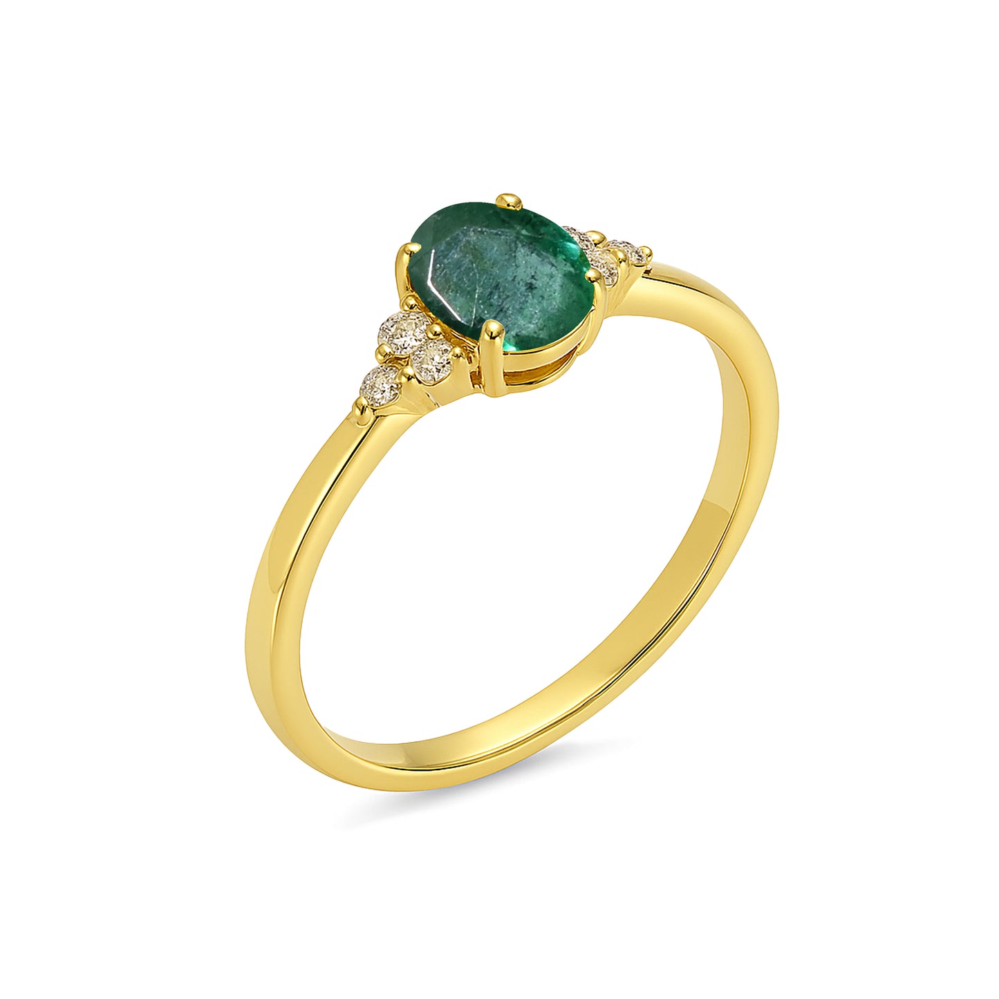 14k Emerald Diamond Oval Ring