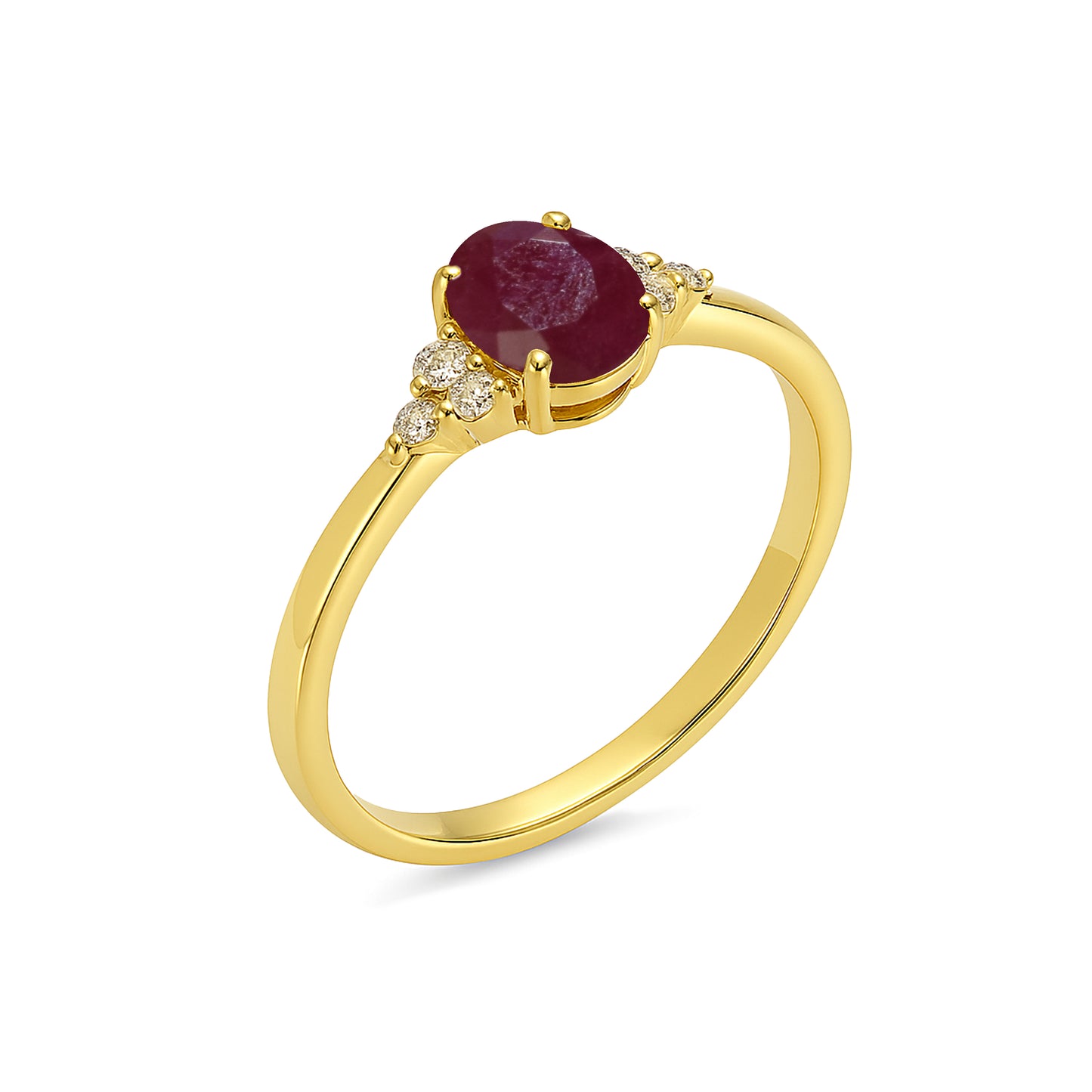 14k Ruby Diamond Oval Ring