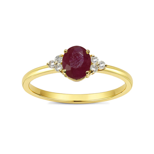 14k Ruby Diamond Oval Ring