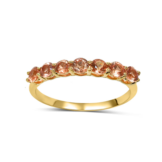 14k Orange Sapphire Round Cut Ring