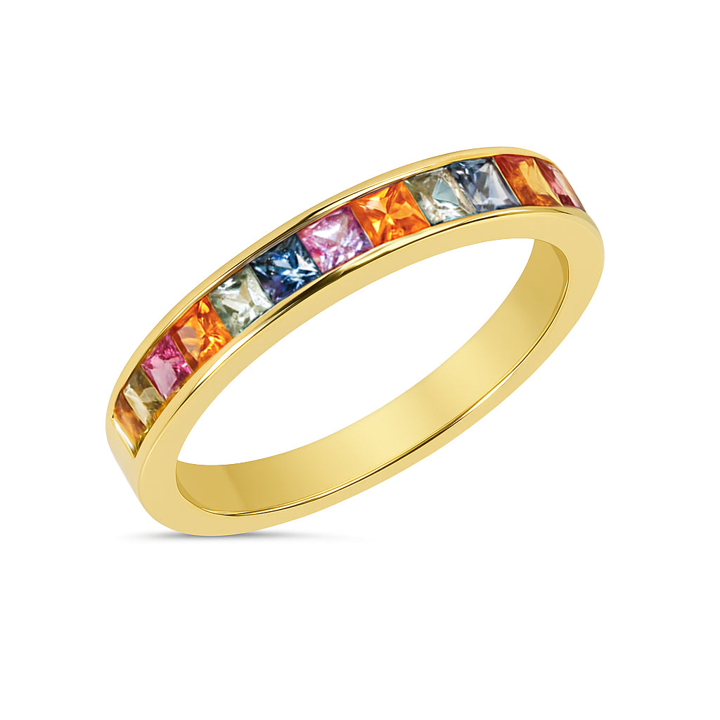 14k Multi Sapphire Channel Set Ring