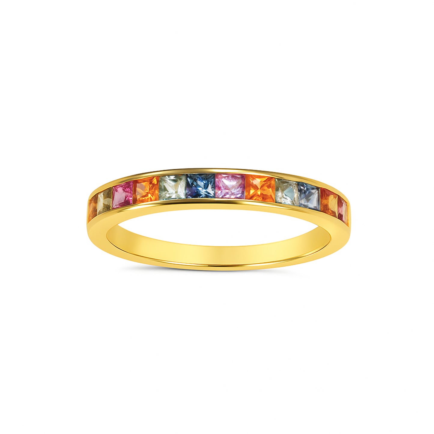 14k Multi Sapphire Channel Set Ring