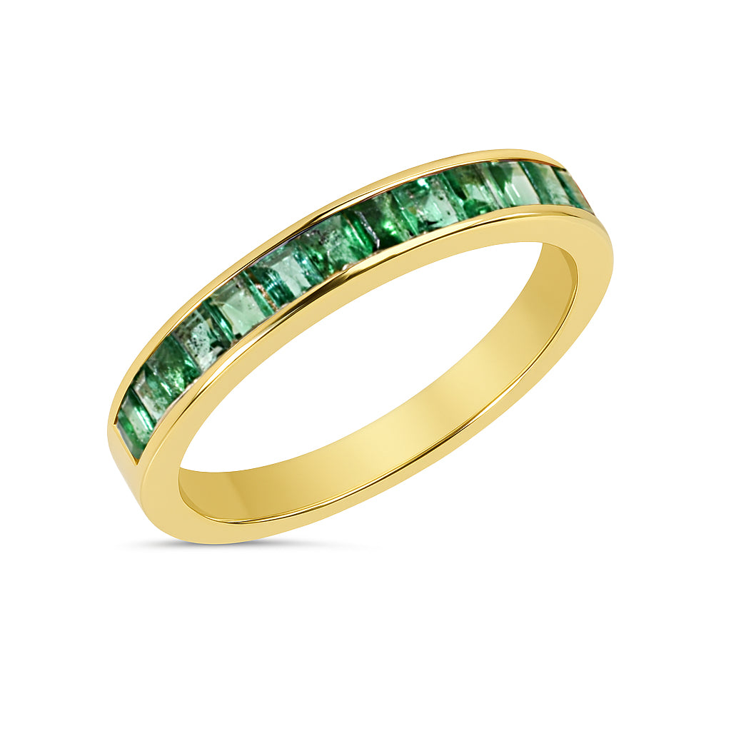 14k Emerald Channel Set Ring