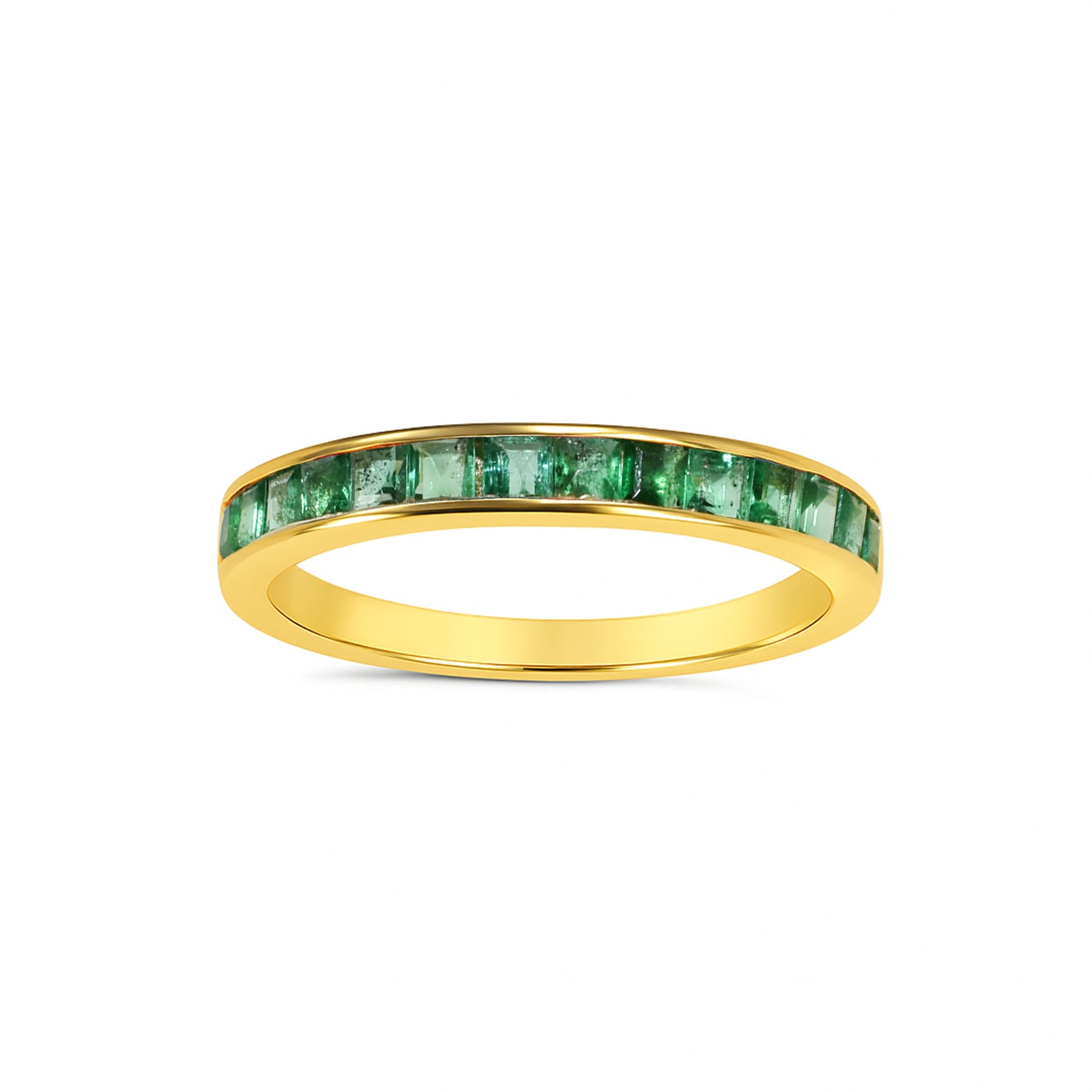 14k Emerald Channel Set Ring
