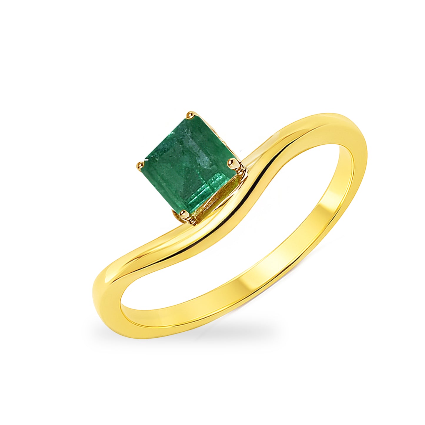 14k Emerald Square Cut Ring