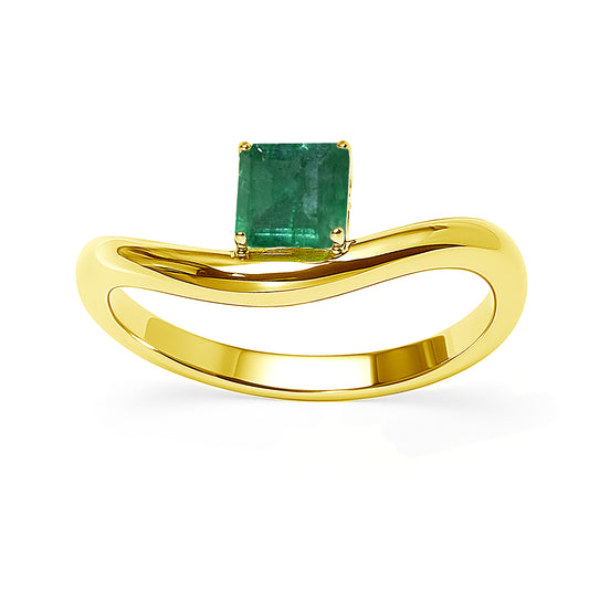 14k Emerald Square Cut Ring