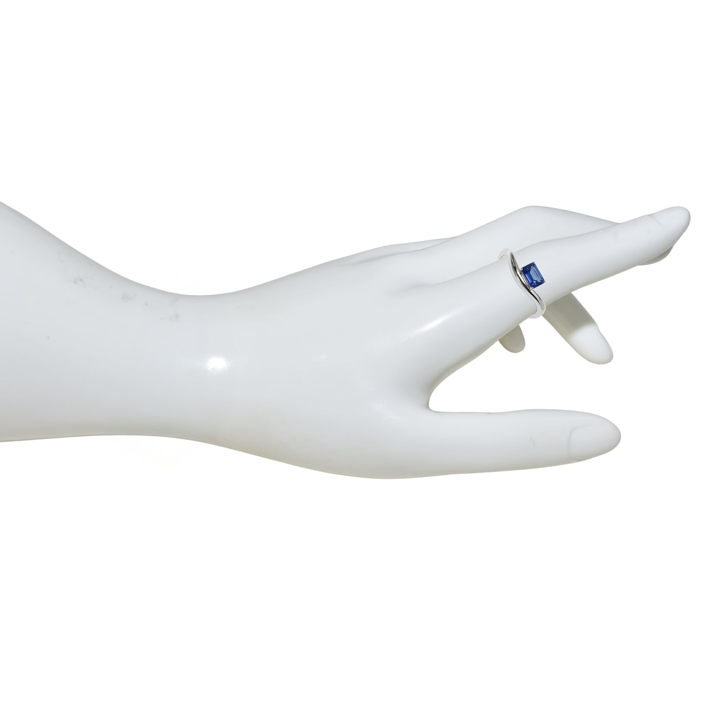 14k White Gold Sapphire Square Cut Ring