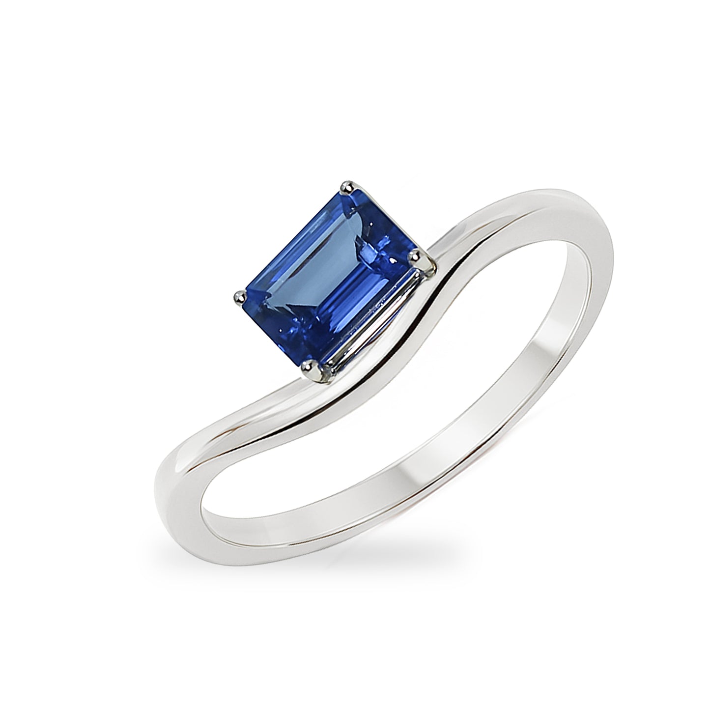 14k White Gold Sapphire Square Cut Ring