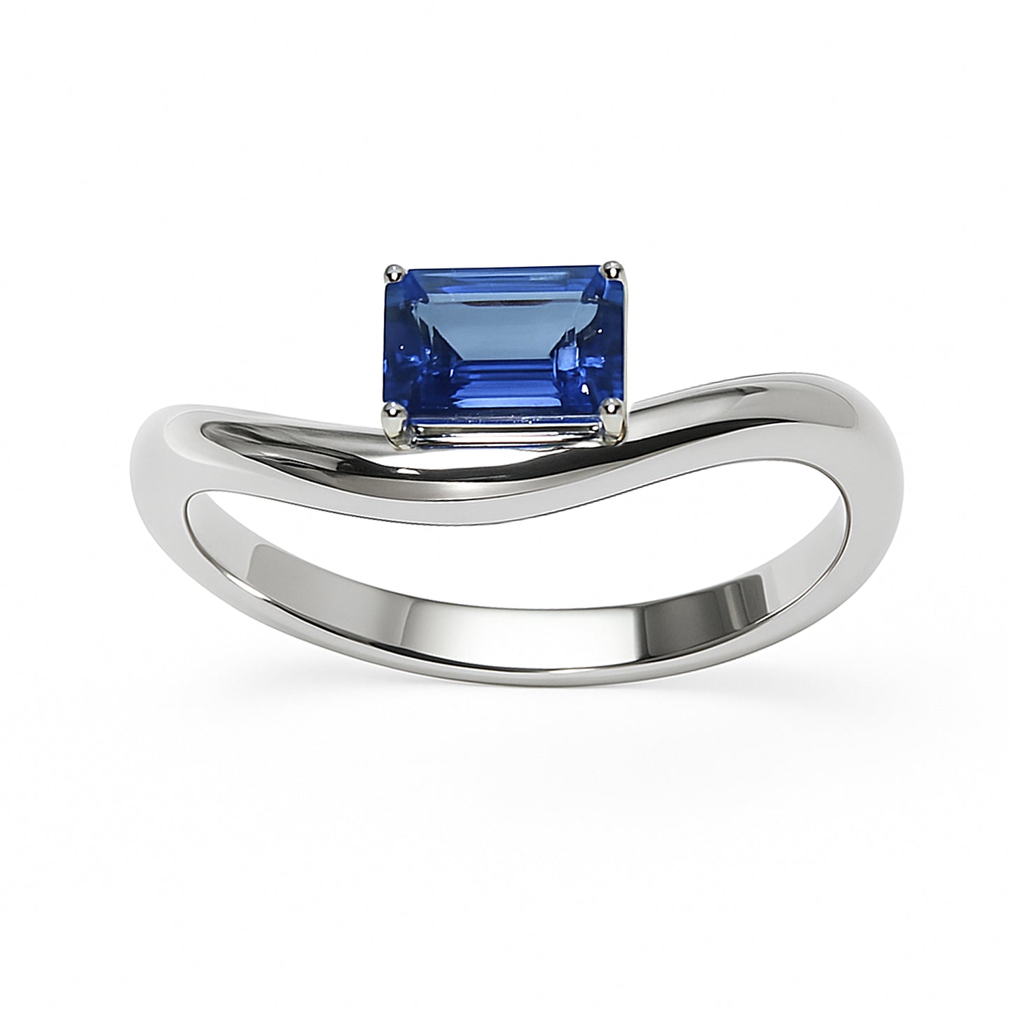 14k White Gold Sapphire Square Cut Ring