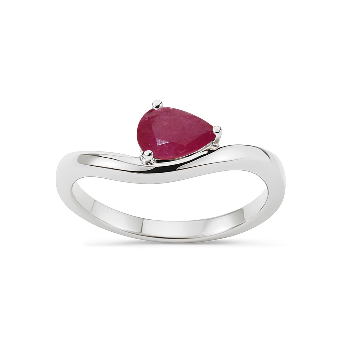 14k White Gold Ruby Pear Cut Ring