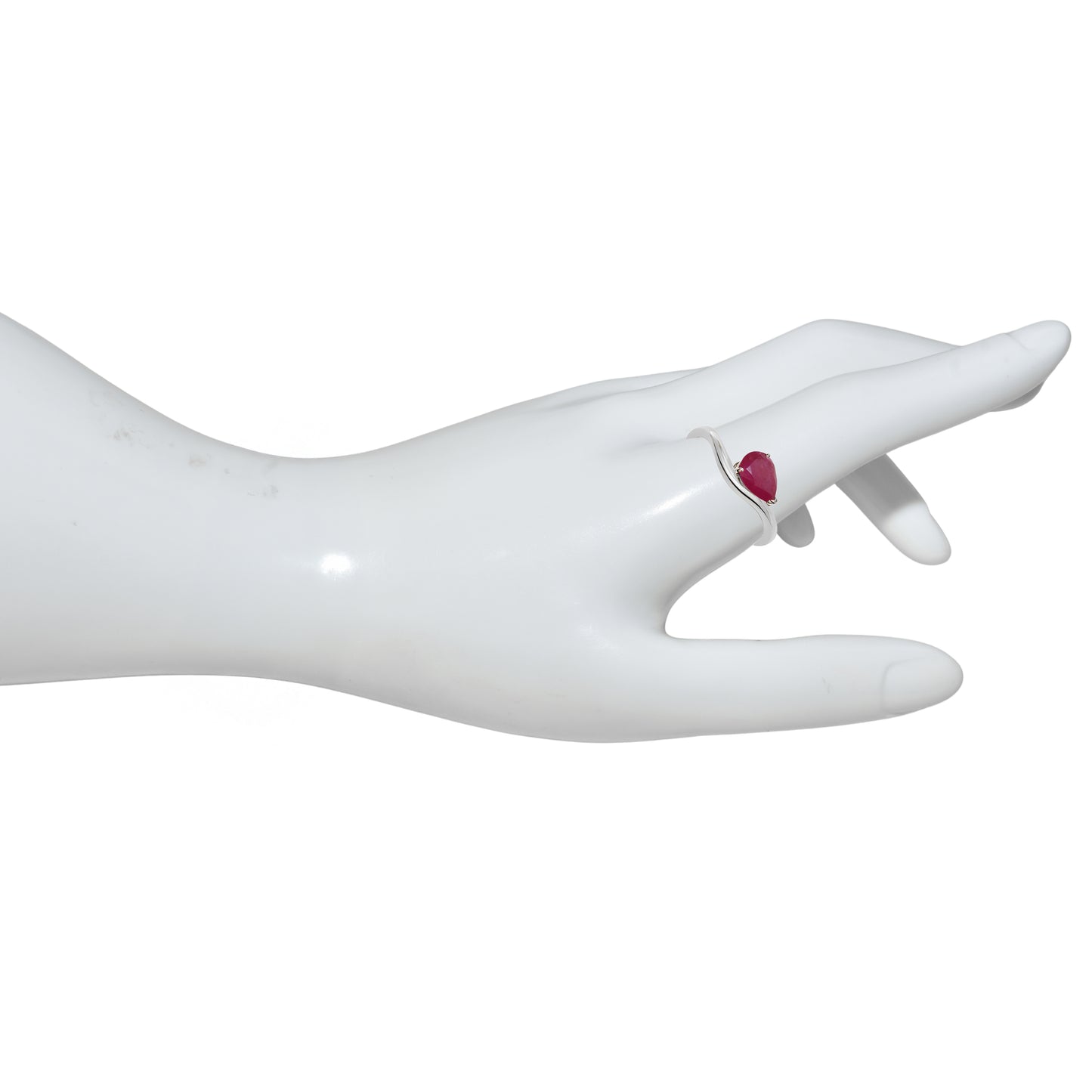 14k White Gold Ruby Pear Cut Ring