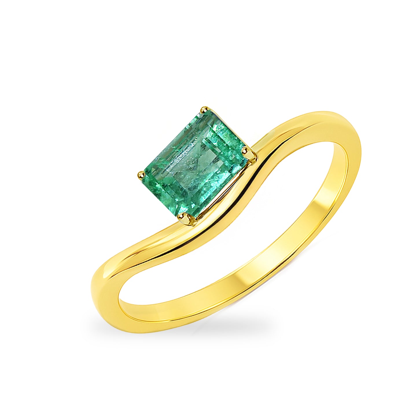 14k Emerald Rectangle Cut Ring