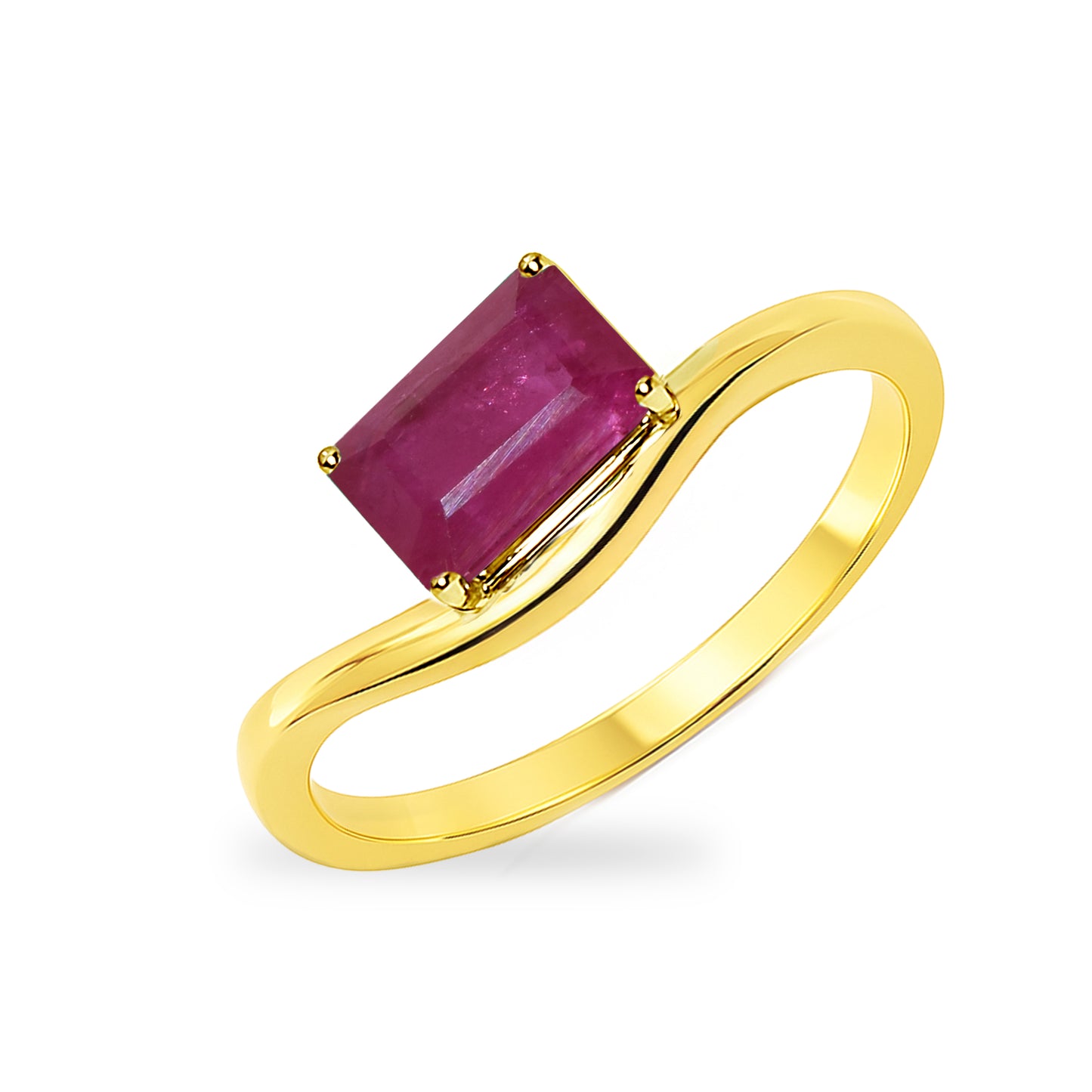 14k Ruby Rectangle Cut Ring