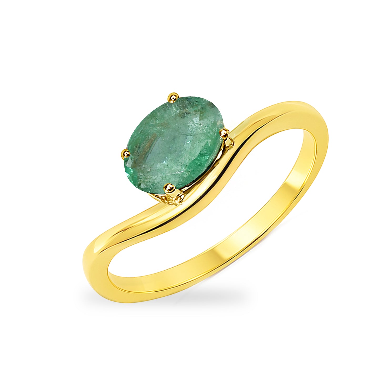 14k Emerald Oval Cut Ring