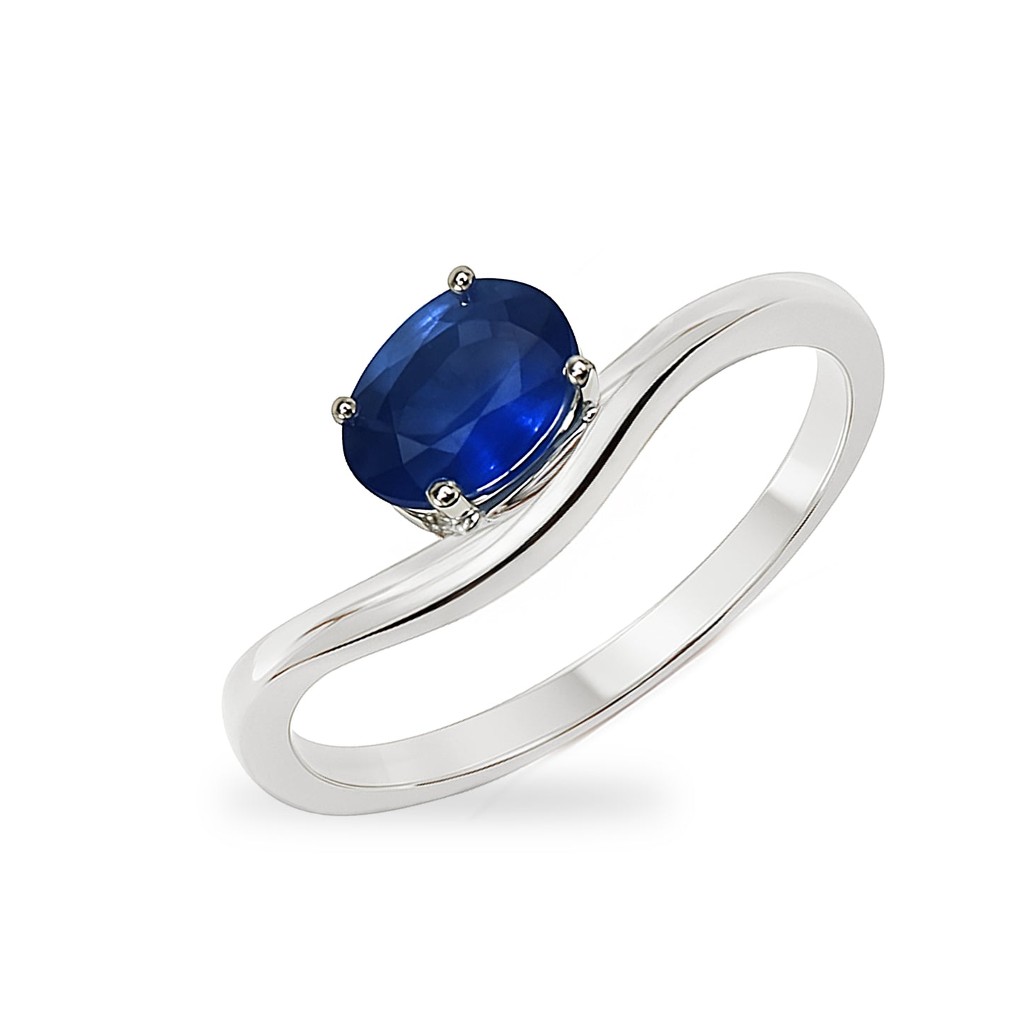 14k White Gold Sapphire Oval Cut Ring