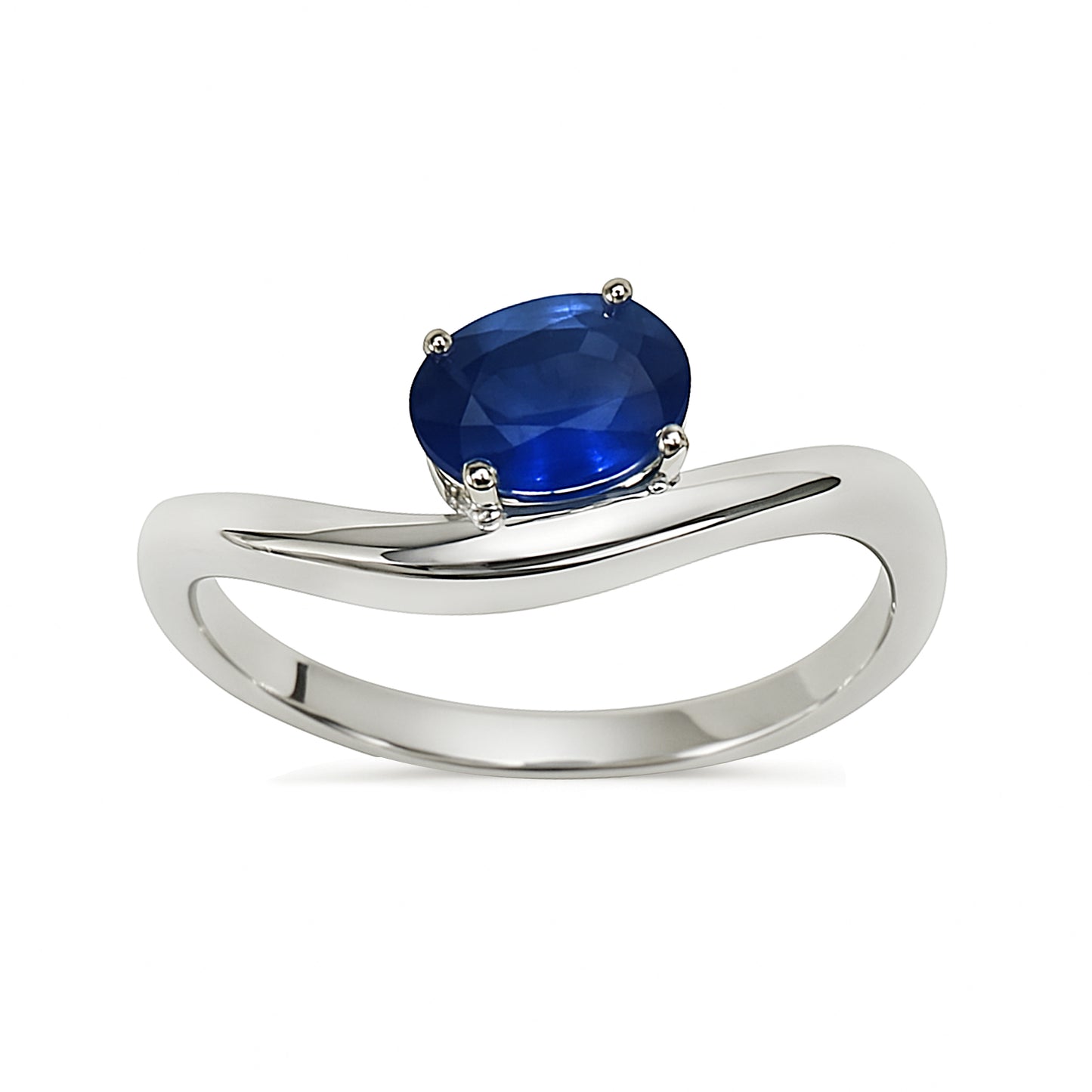 14k White Gold Sapphire Oval Cut Ring