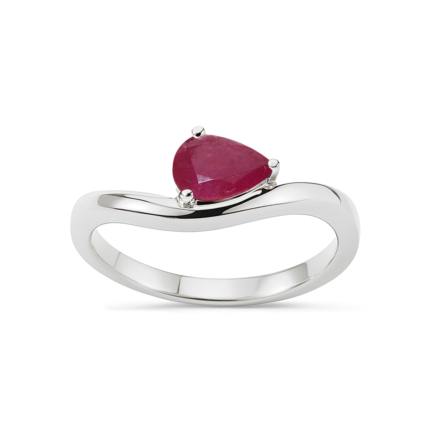 14k White Gold Ruby Pear Cut Ring