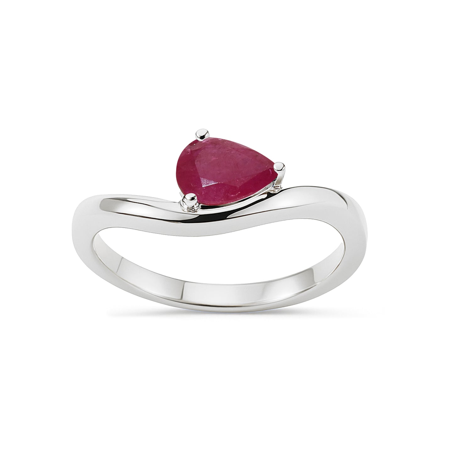 14k White Gold Ruby Pear Cut Ring