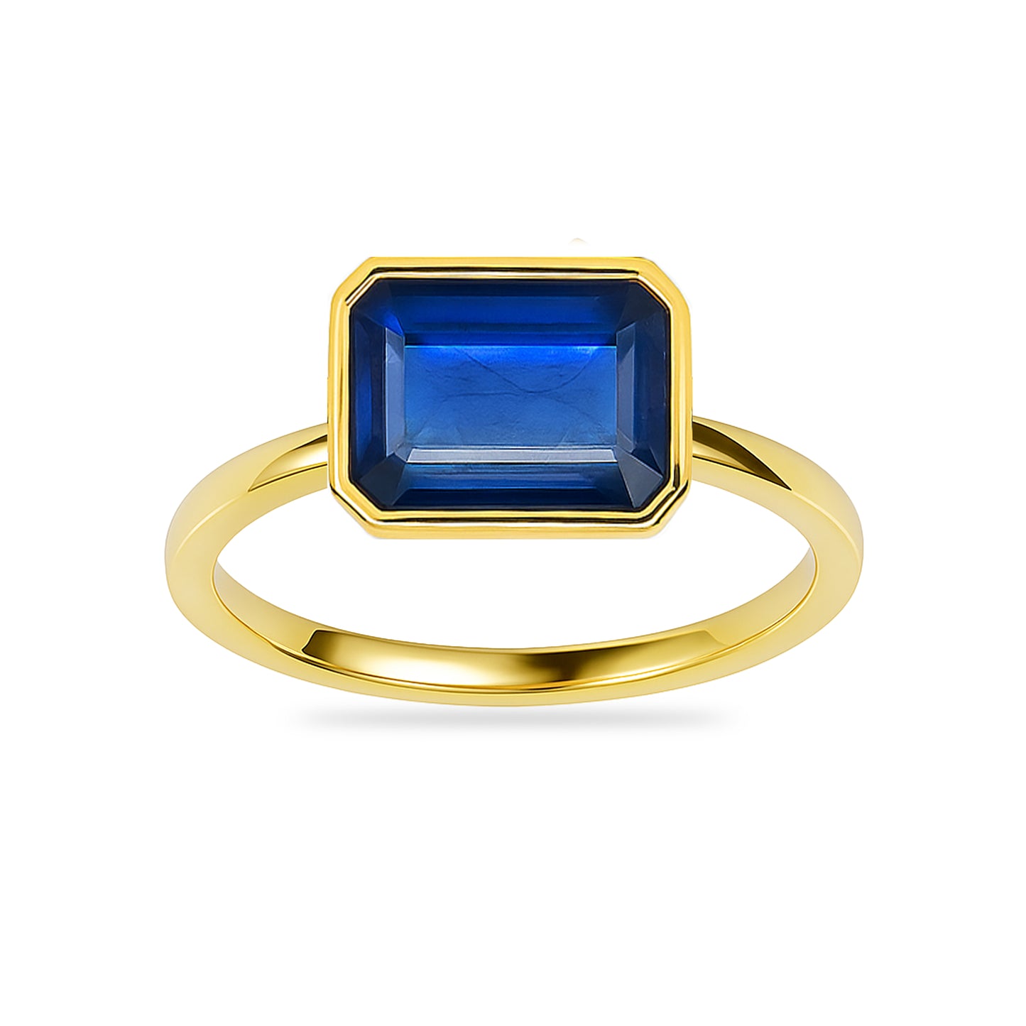 14k Sapphire Square Bezel Ring