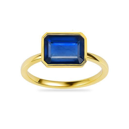 14k Sapphire Square Bezel Ring