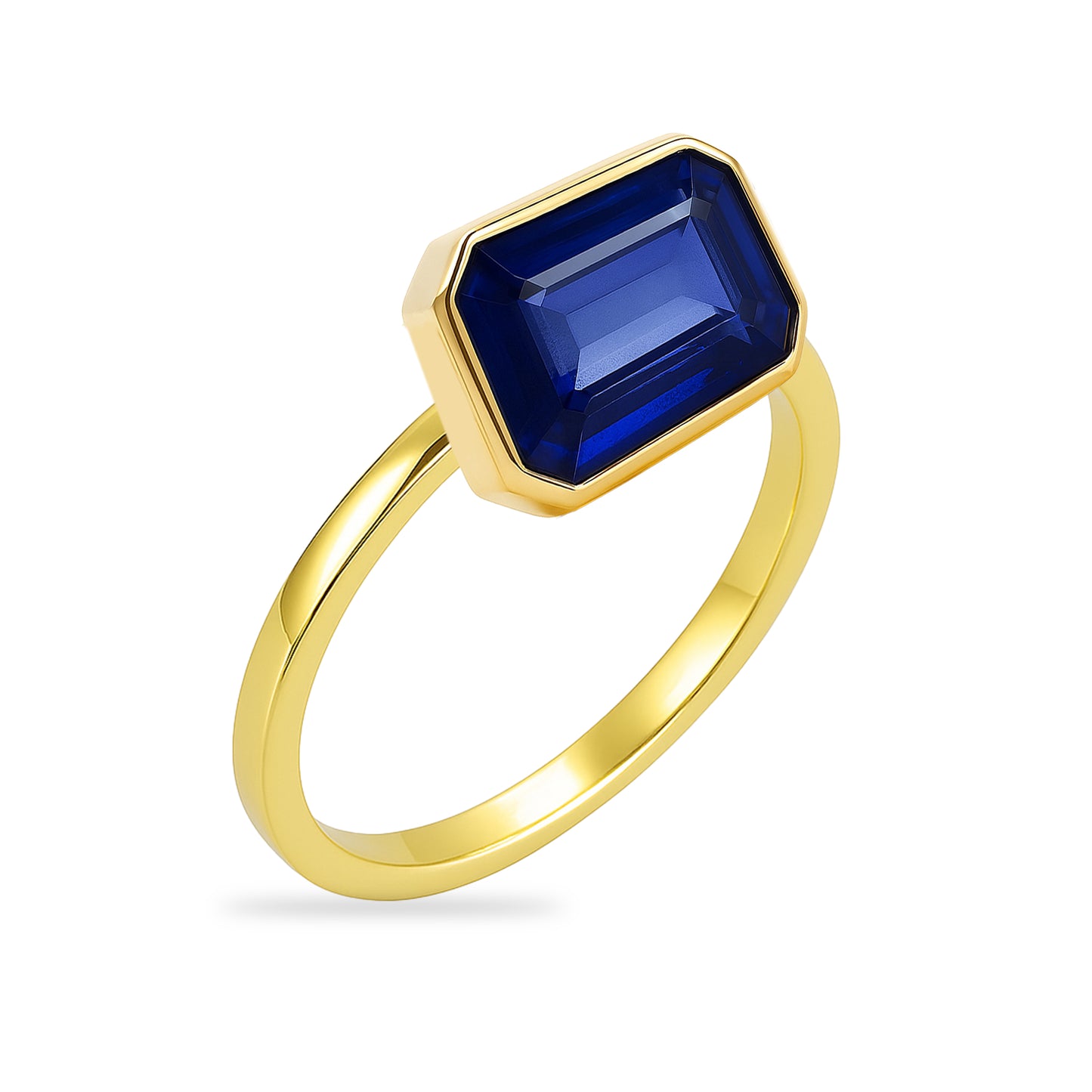 14k Sapphire Square Bezel Ring