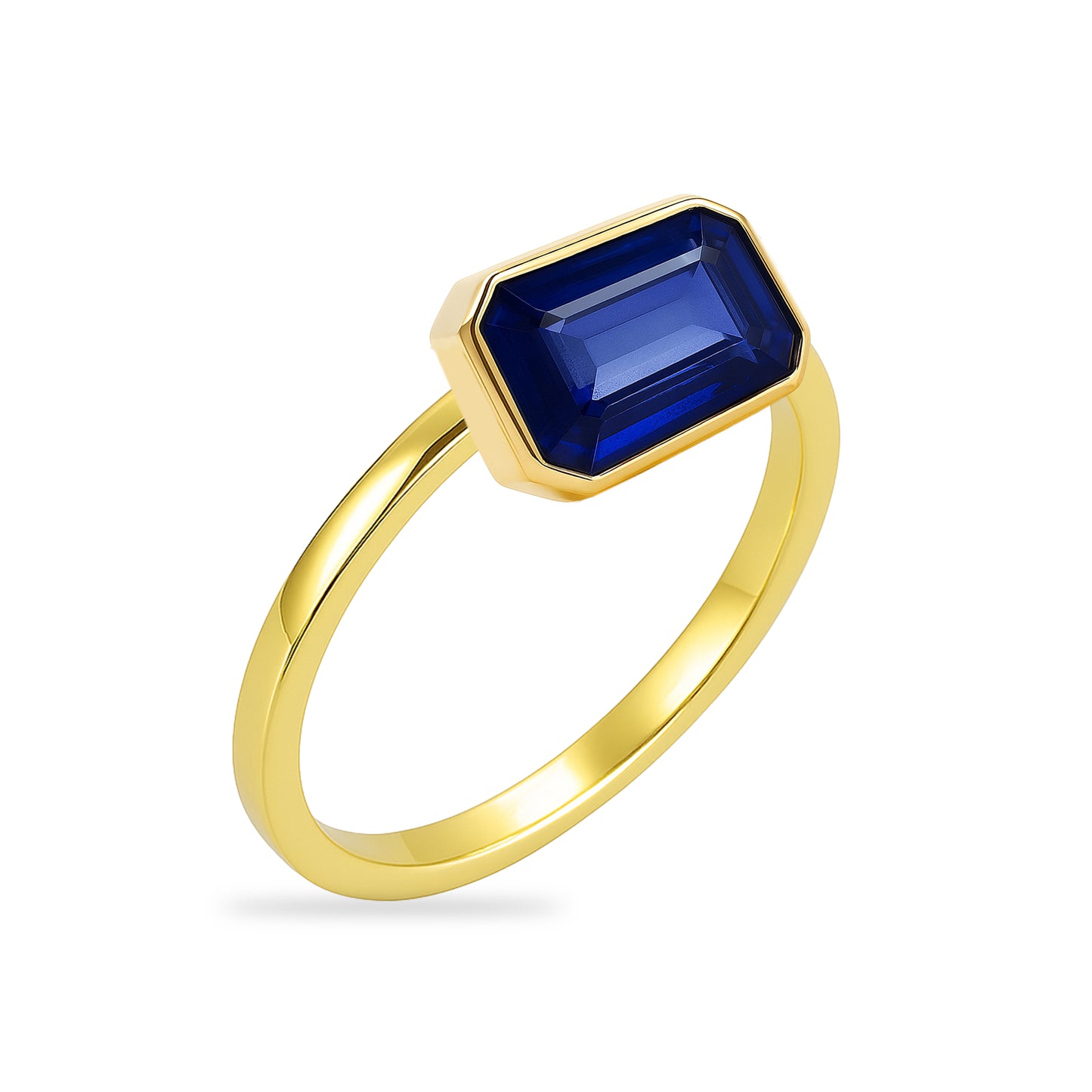 14k Sapphire Square Bezel Ring