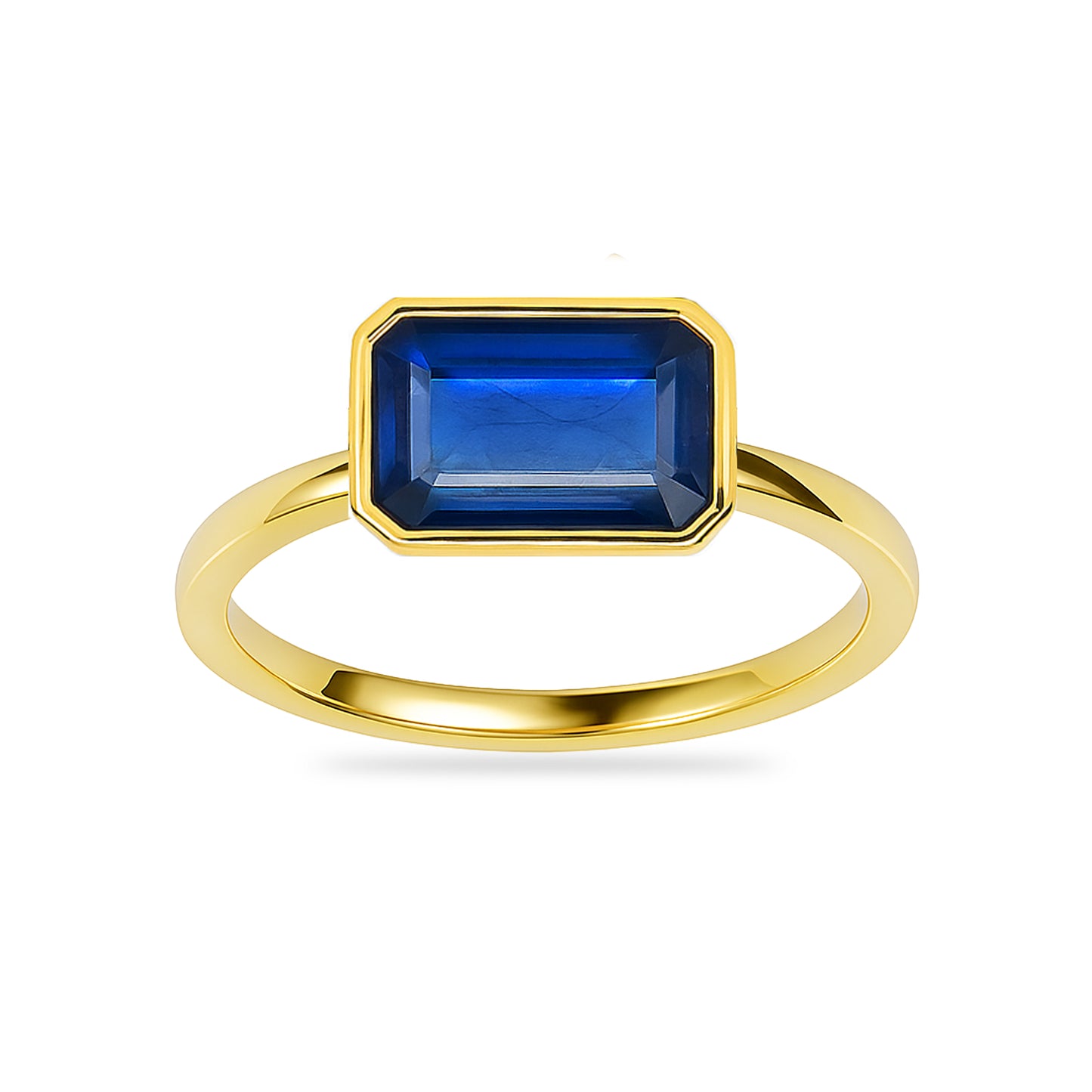 14k Sapphire Square Bezel Ring