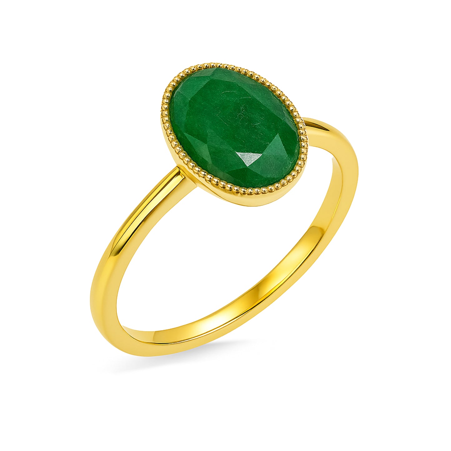 14k Emerald Oval Shape Ring