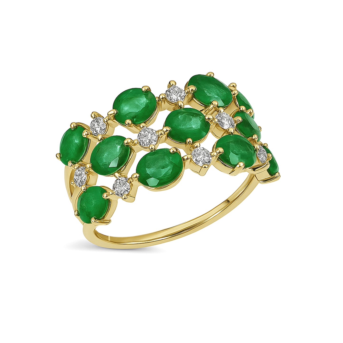 14k Emerald Diamond Oval Cluster Ring