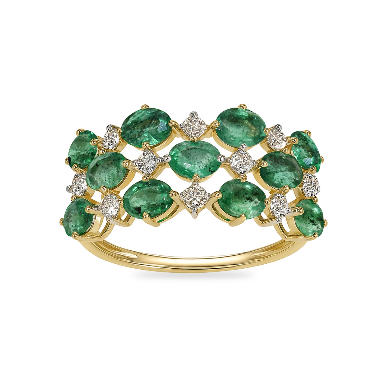 14k Emerald Diamond Oval Cluster Ring