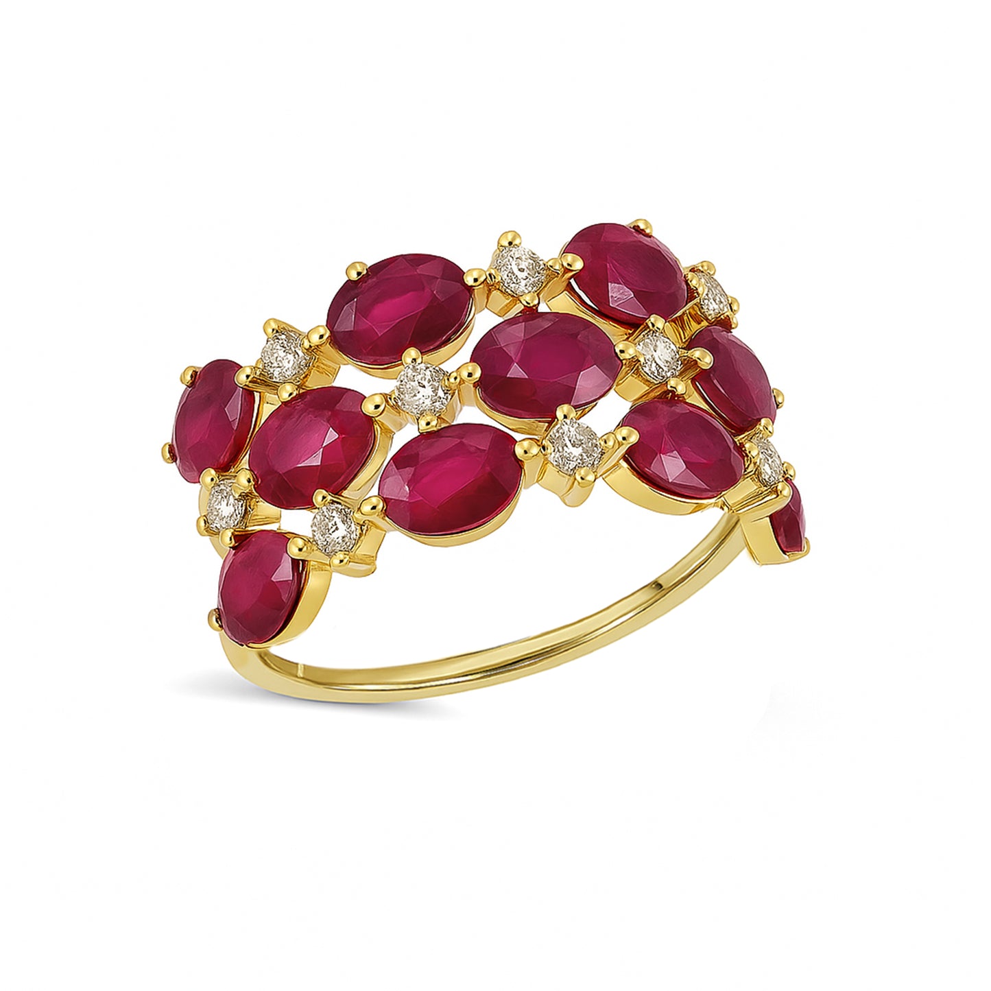 14k Ruby Diamond Oval Cluster Ring