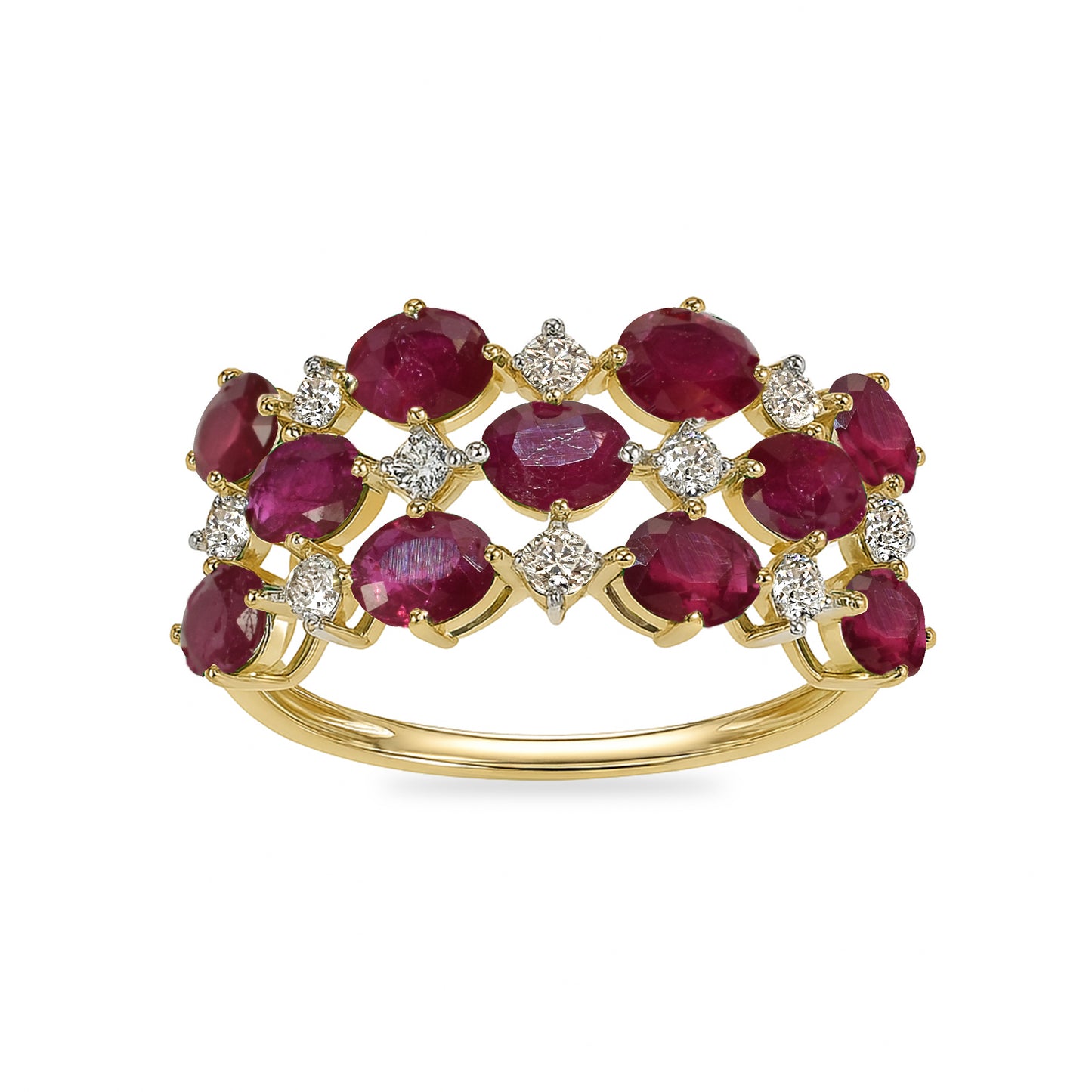 14k Ruby Diamond Oval Cluster Ring
