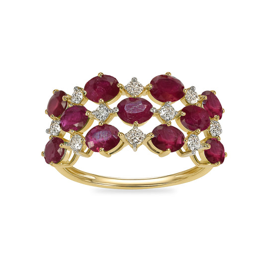 14k Ruby Diamond Oval Cluster Ring