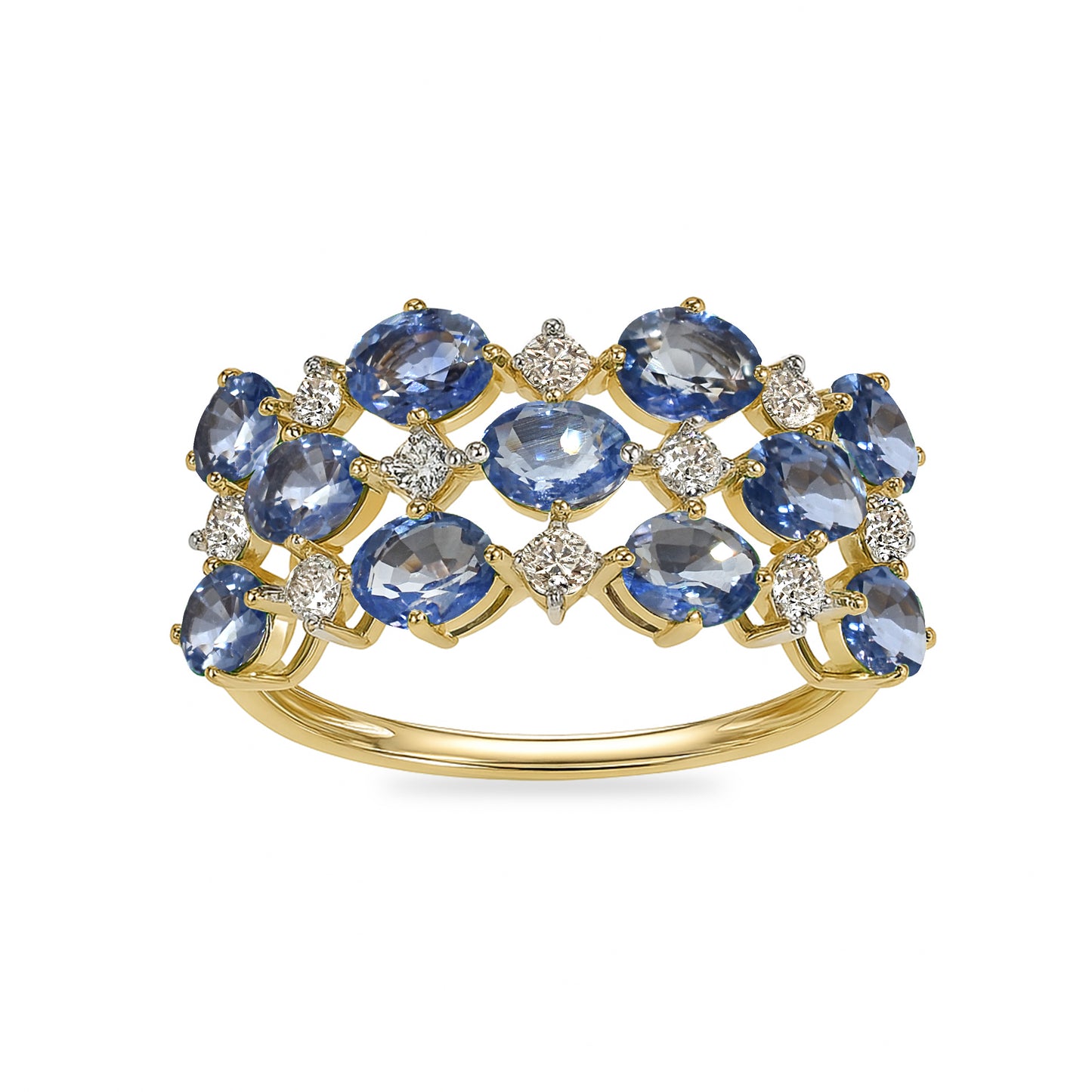 14k Sapphire Diamond Oval Cluster Ring