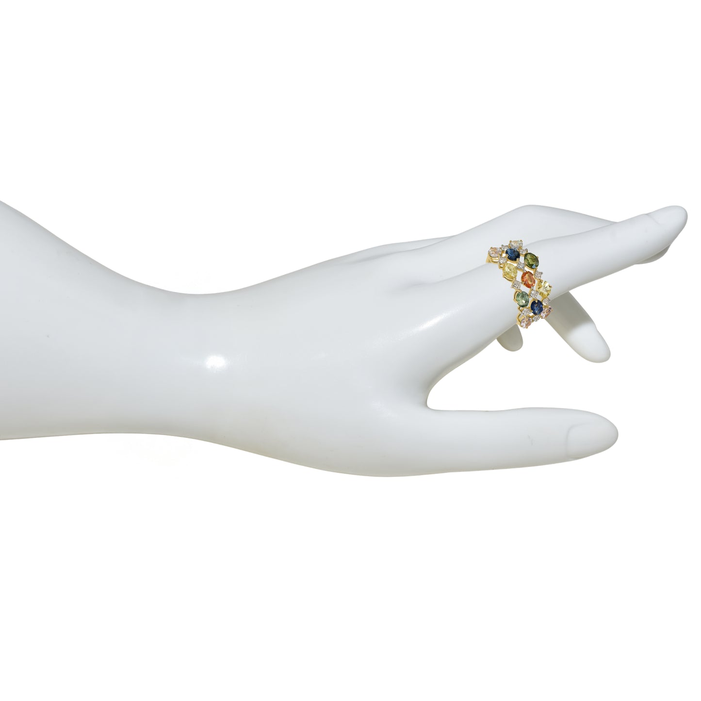 14k Multi Sapphire Diamond Oval Cluster Ring