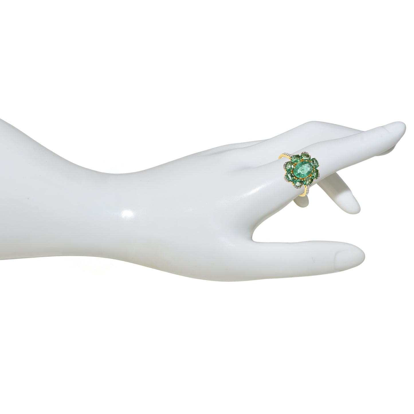 14k Emerald Diamond Flower Cluster Ring