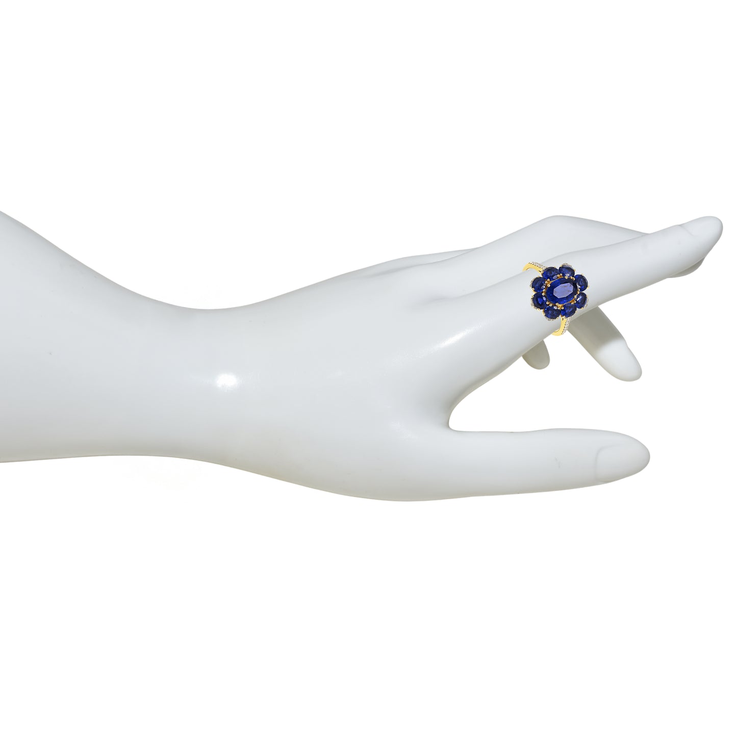 14k Sapphire Diamond Flower Cluster Ring