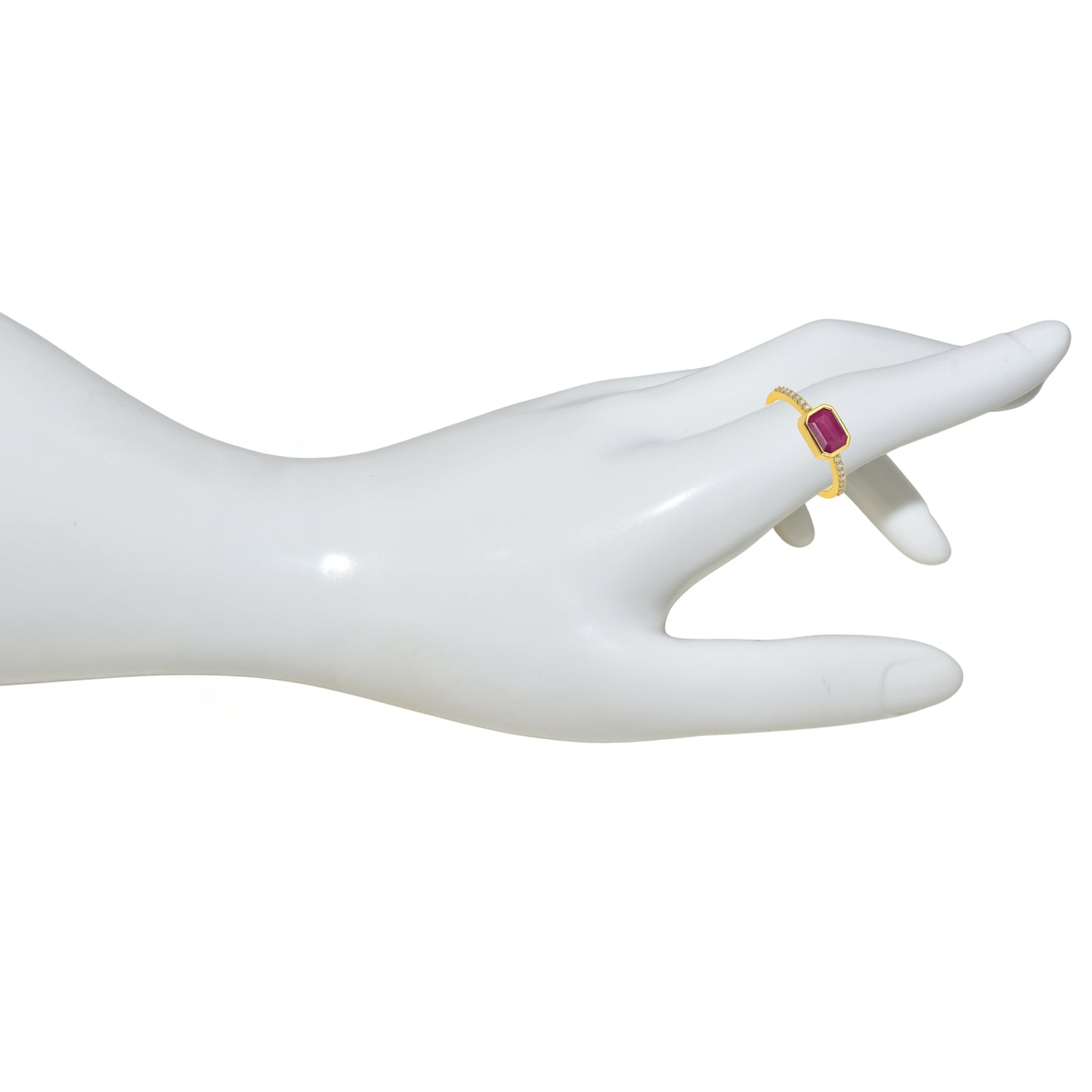 14k Ruby Diamond Rectangle Bezel Ring