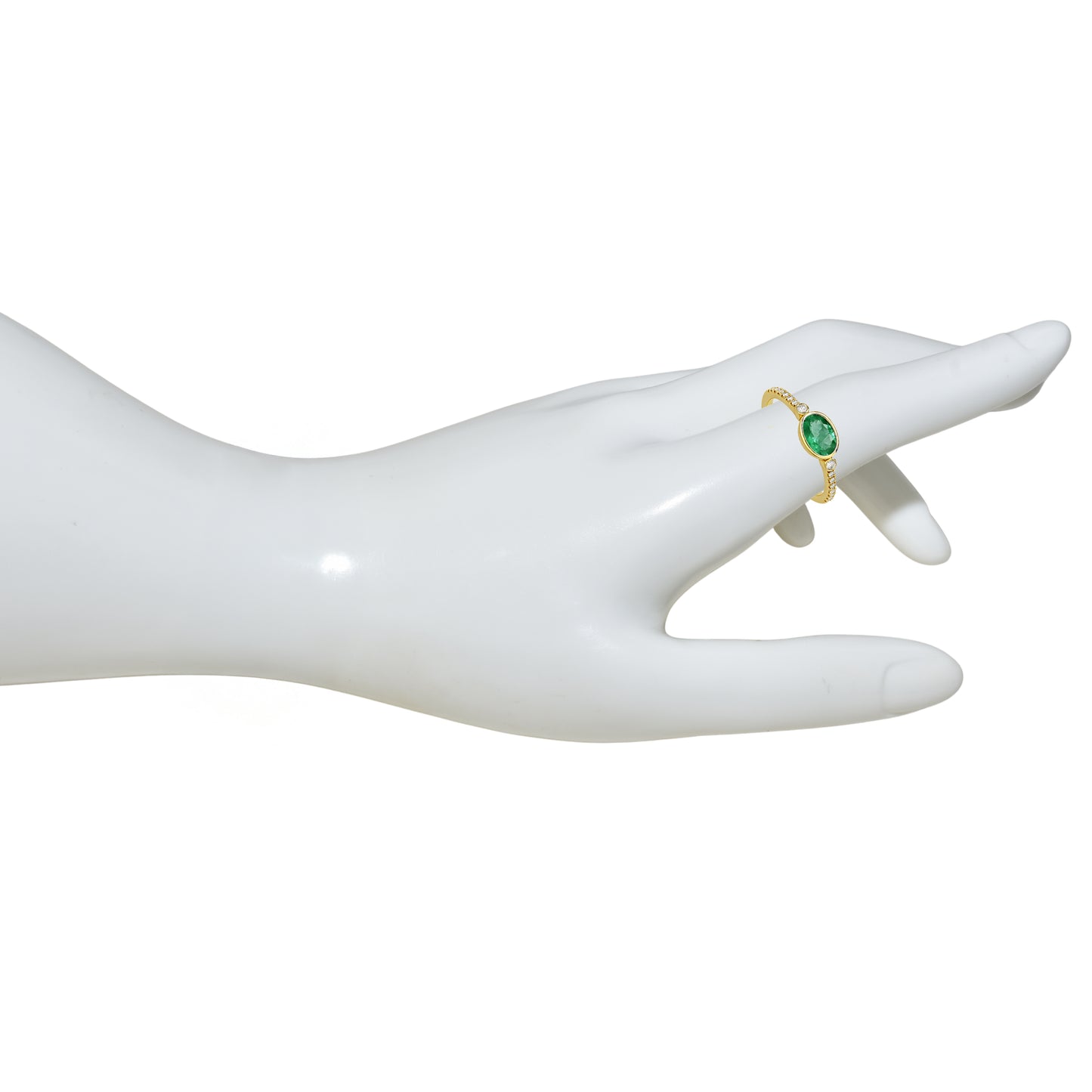 14k Emerald Diamond Oval Bezel Ring