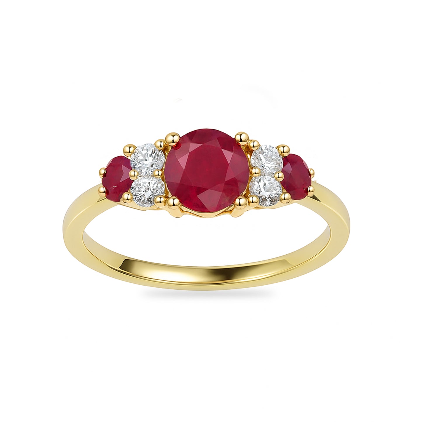 14k Ruby Diamond Oval Cluster Ring