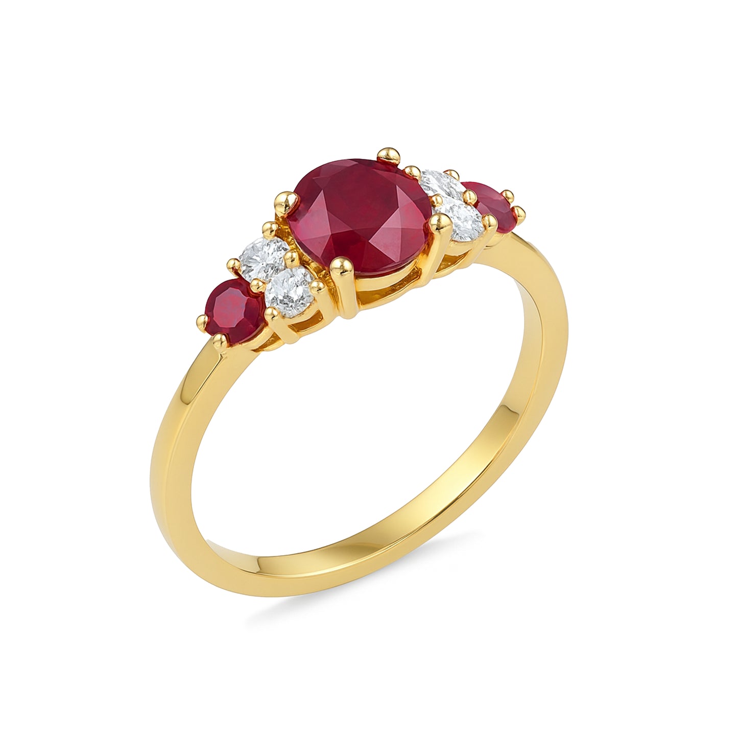 14k Ruby Diamond Oval Cluster Ring