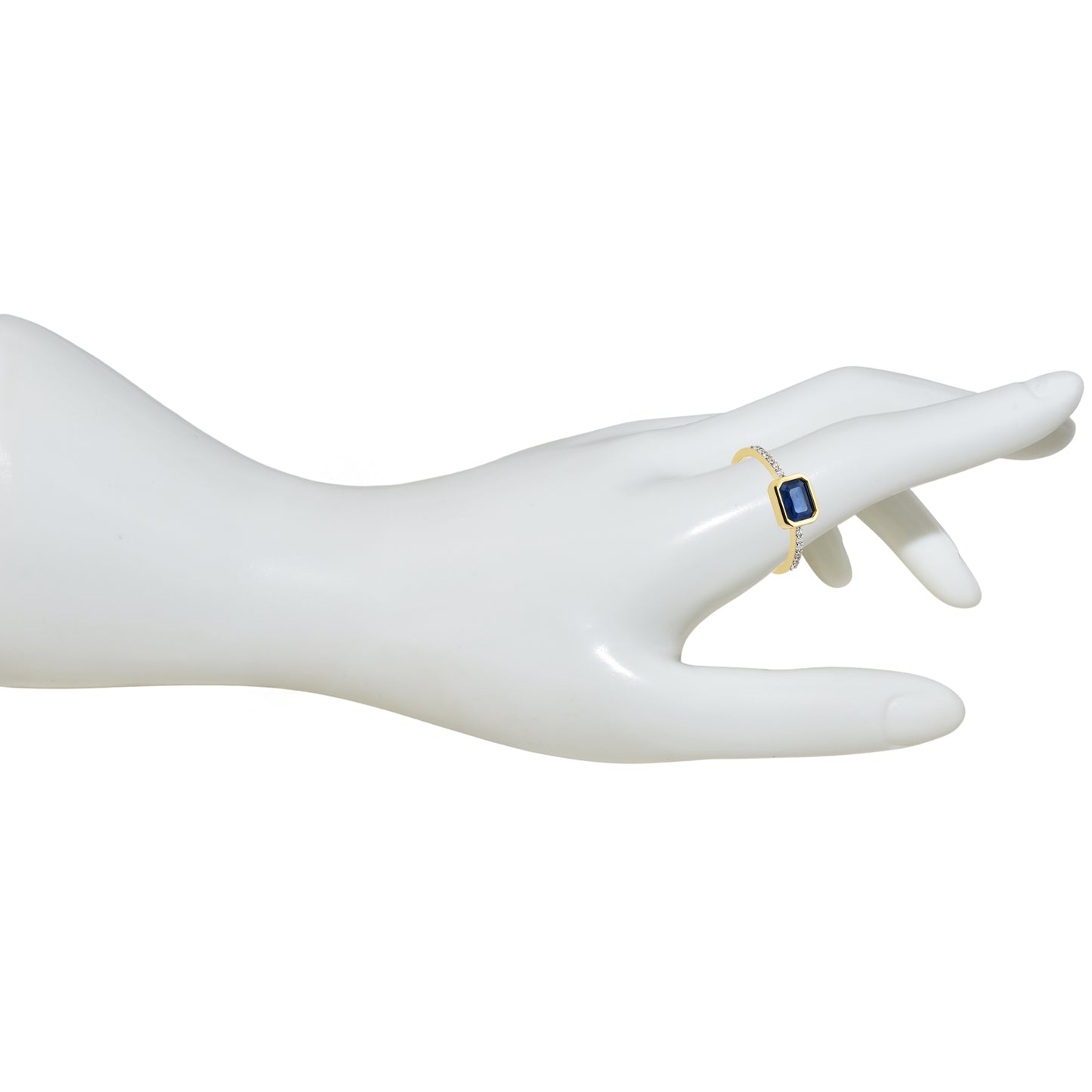 14k Sapphire Diamond Rectangle Bezel Ring