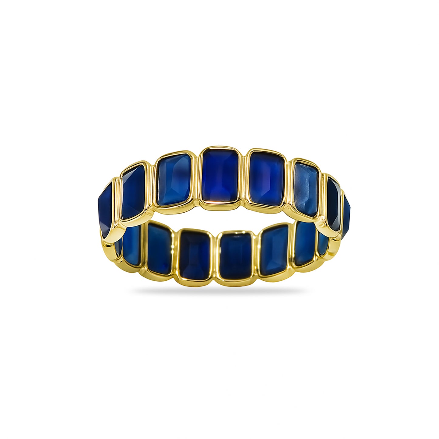 14k Sapphire Rectangle Bezel Ring
