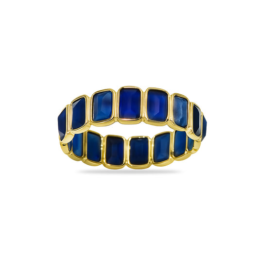 14k Sapphire Rectangle Bezel Ring