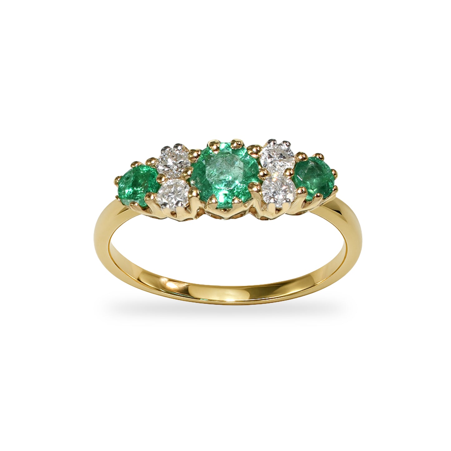 14k Emerald Diamond Prong Multi Stone Ring