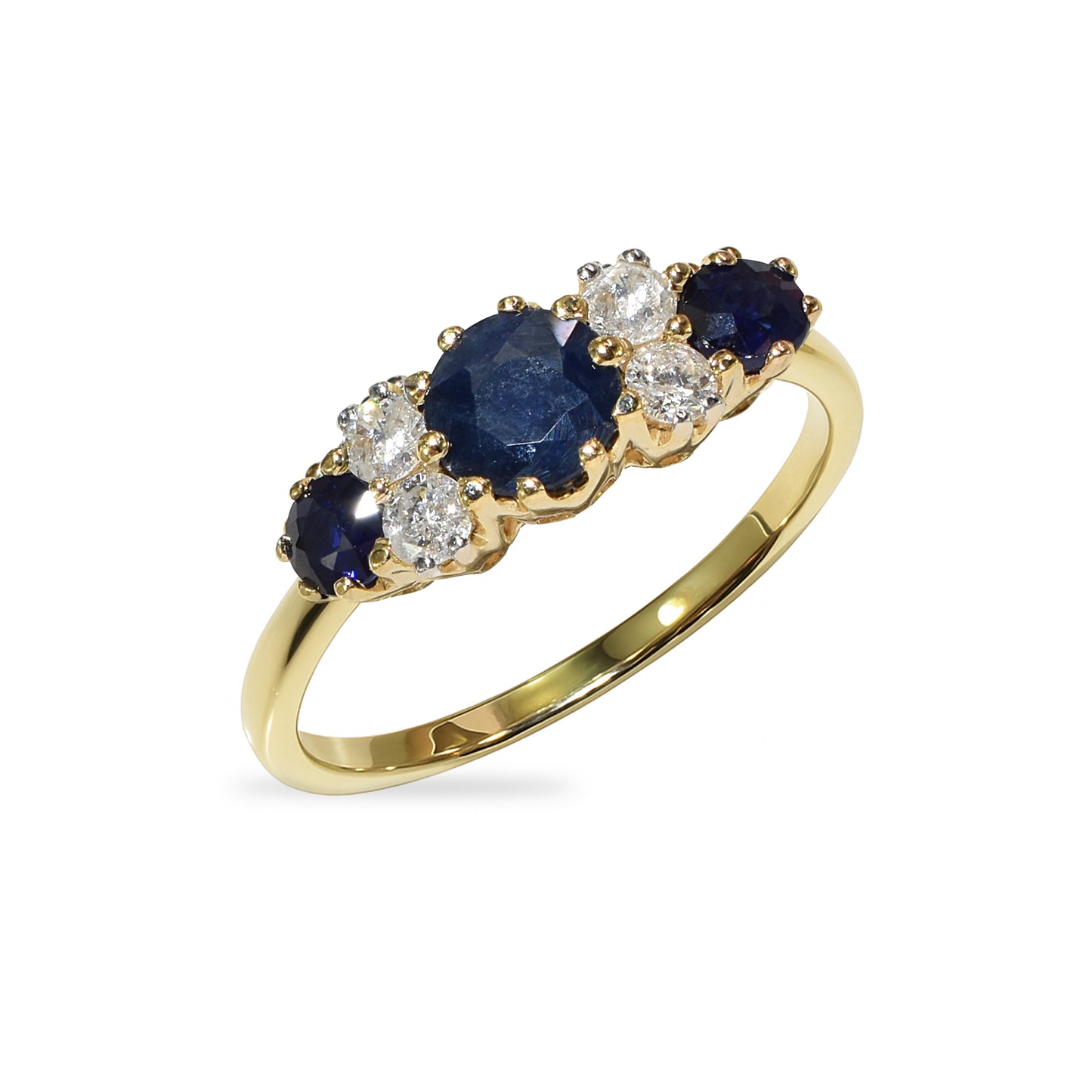 14k Sapphire Diamond Prong Multi Stone Ring