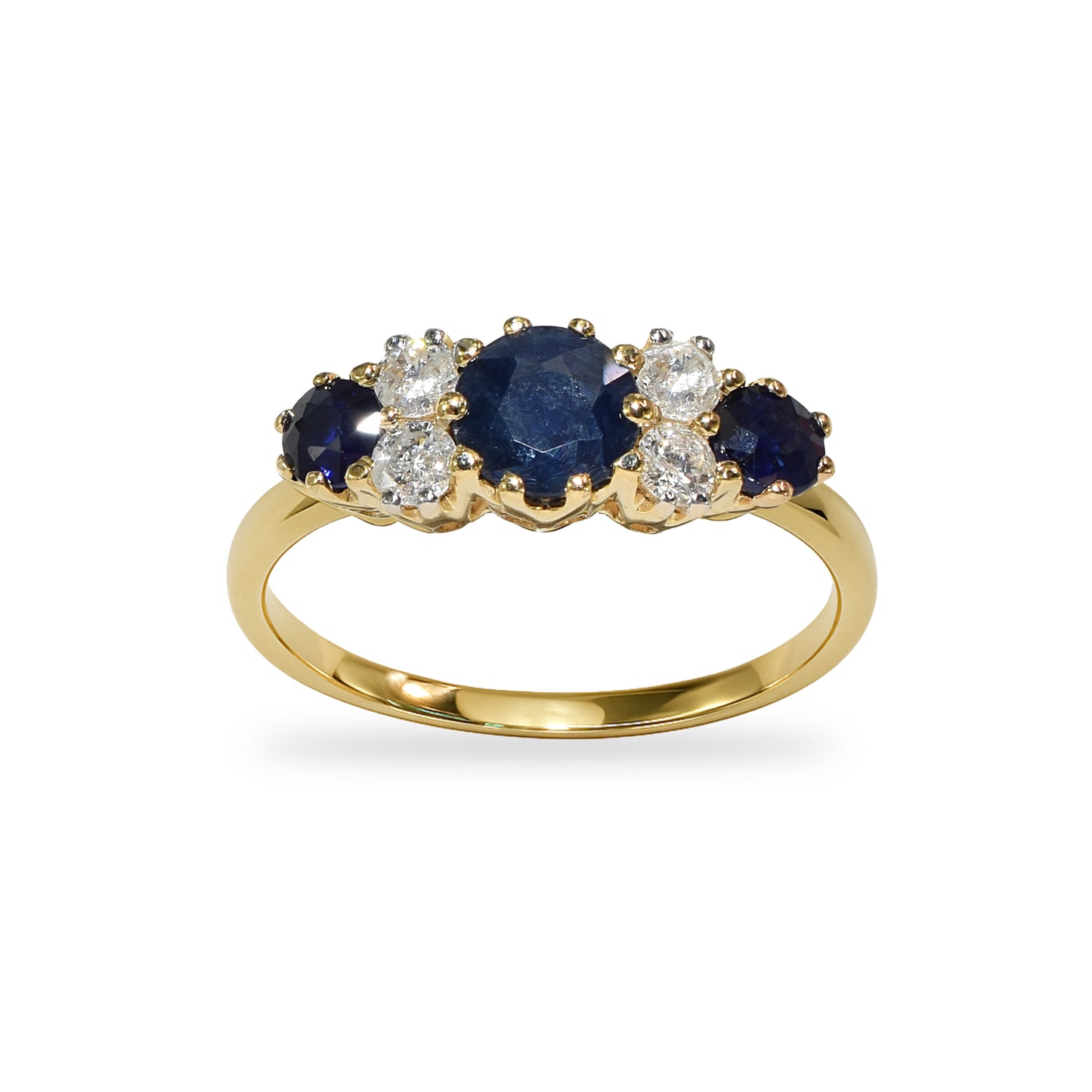 14k Sapphire Diamond Prong Multi Stone Ring